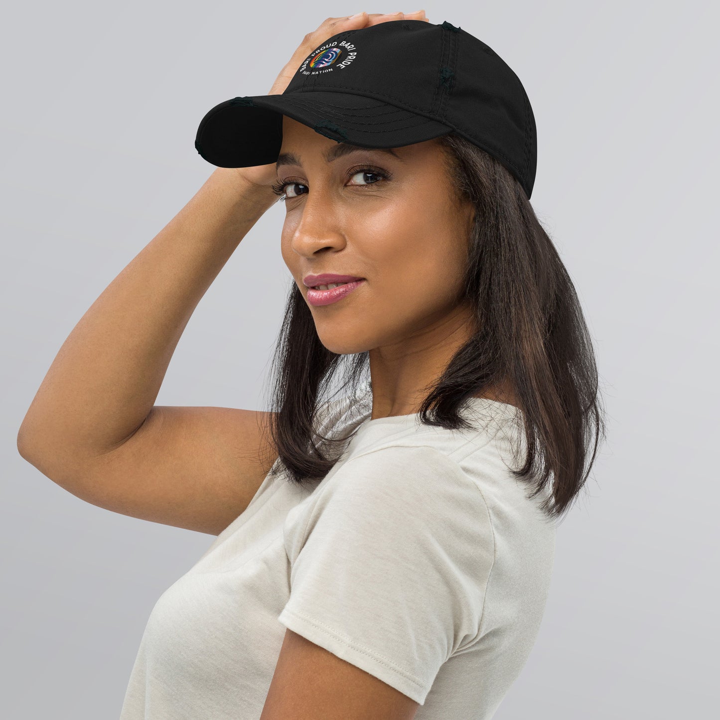 Bari Pride and Proud Distressed Dad Hat- Black, Navy, Gray