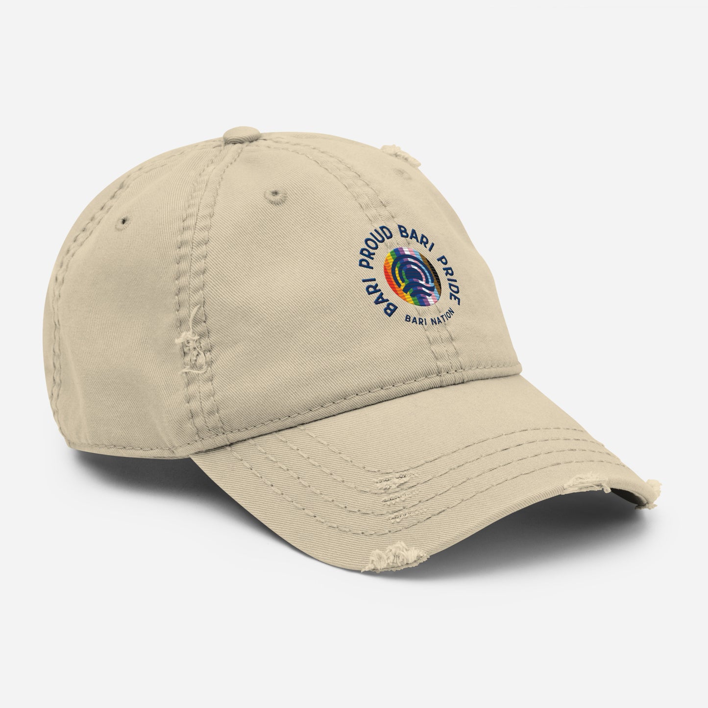 Bari Pride and Proud Distressed Dad Hat- Khaki