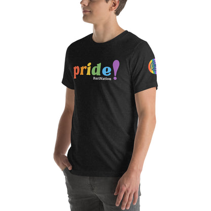 Unisex Pride Block Letters T-Shirt (Darker Colors)